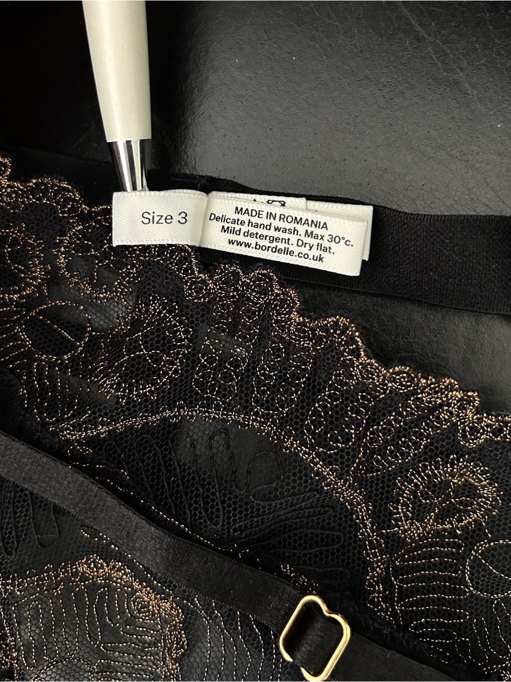 Bordelle Tierra High Waist Thong with Gold Ring Detail - Picture 6 of 10
